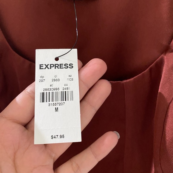 NWT Express Corset Dark Burnt Orange Red Crop Top sz Medium - Picture 5 of 7